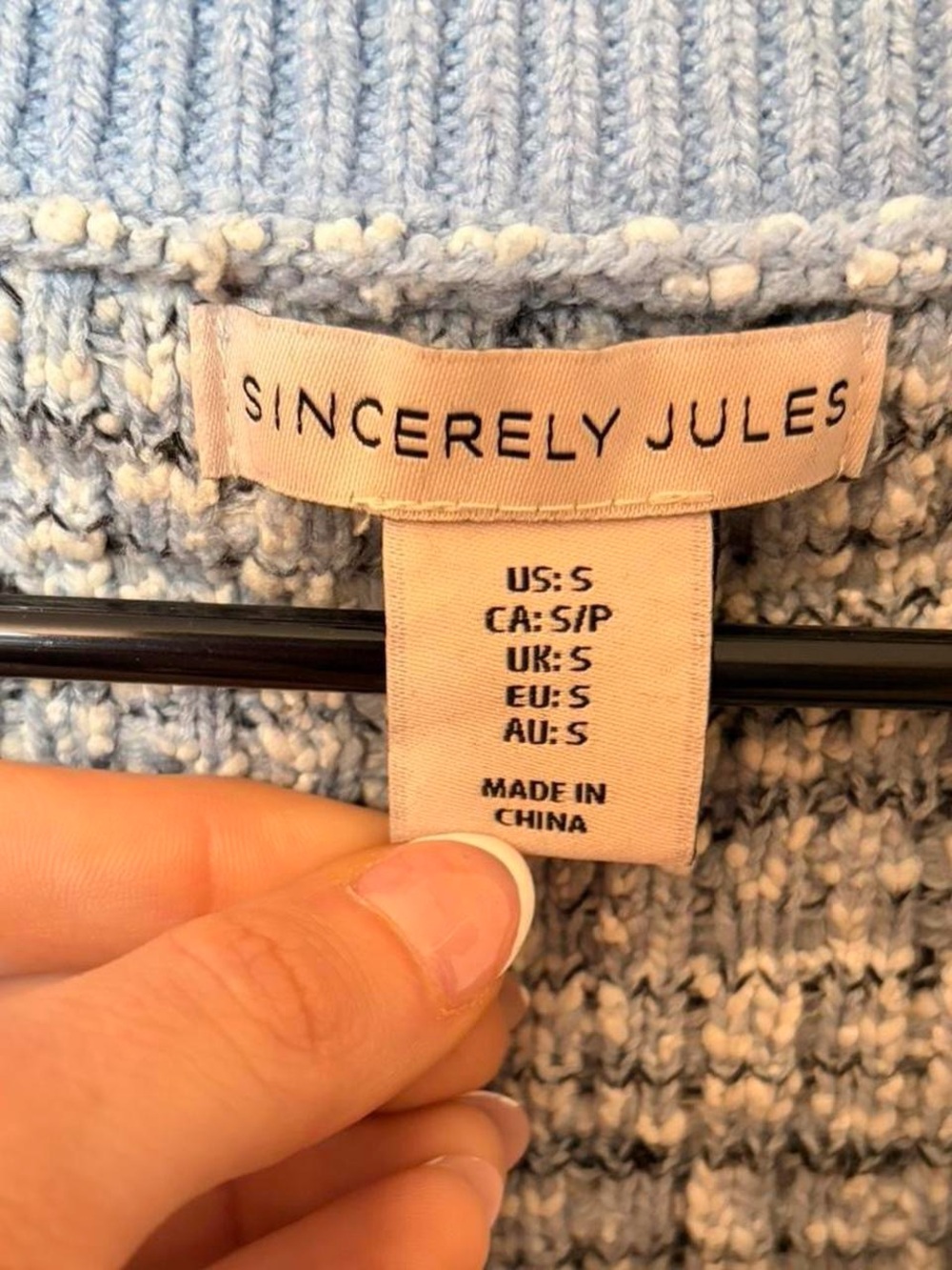 Sincerely Jules Light Blue Tweed Plaid Knit Cropped Sweater Vest Top Small S - Picture 2 of 3
